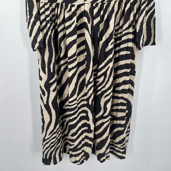H&M Dress Size Small Zebra NWT Patterned Animal Print Midi Maxi Black Cream - Picture 11 of 15
